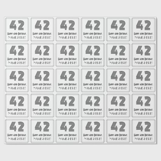 42e verjaardag: Art Deco Geïnspireerde stijl "42"  Cadeaupapier (Vlak)
