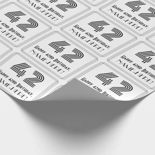42e verjaardag: Art Deco Geïnspireerde stijl "42"  Cadeaupapier (Hoek)