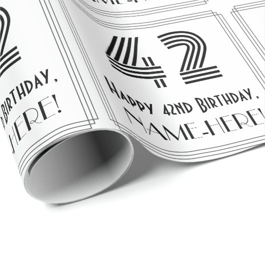 42e verjaardag: Art Deco Geïnspireerde stijl "42"  Cadeaupapier (Rol Hoek)