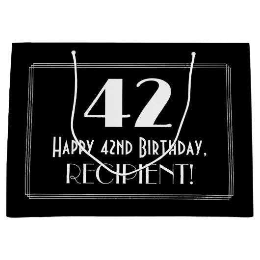 42e verjaardag: Art Deco geïnspireerde stijl "42", Groot Cadeauzakje (Voorkant)