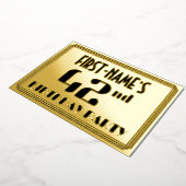 42e verjaardag: Art Deco Kijk "42" en naam Folie Uitnodiging (Gedraaid)