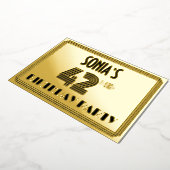 42e verjaardag — Art Deco Style "42" en naam Folie Uitnodiging (Gedraaid)