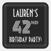 42e verjaardag: Art Deco Style en aangepaste naam Vierkante Sticker (Voorkant)