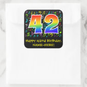 42e verjaardag: Colorful Music Symbols, Rainbow 42 Vierkante Sticker (Tas)