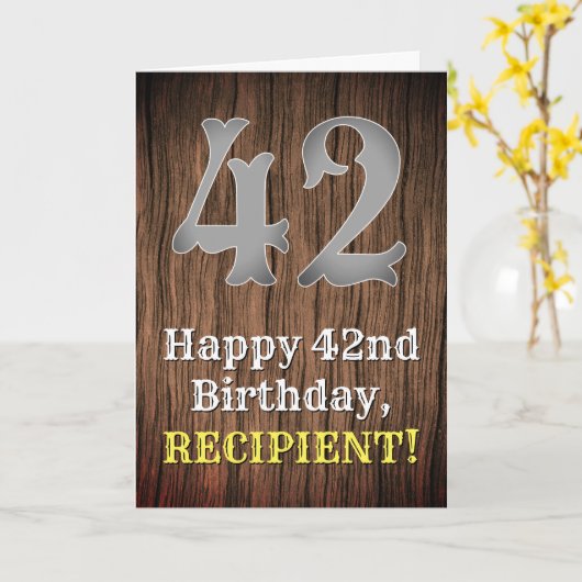 42e verjaardag: Country Western geïnspireerd uiter Kaart (Gele Bloem)