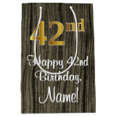 42e verjaardag: Elegant Faux Gold Kijk #, Faux Woo Medium Cadeauzakje (Voorkant)