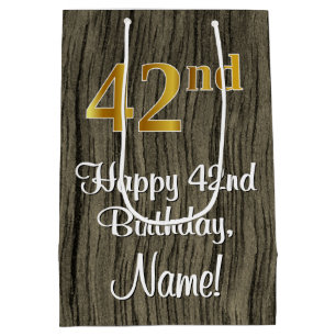 42e verjaardag: Elegant Faux Gold Kijk #, Faux Woo Medium Cadeauzakje