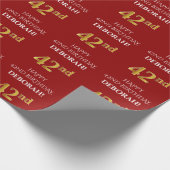 42e verjaardag: Elegant, rood, Faux Gold look Cadeaupapier (Hoek)