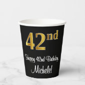 42e verjaardag - Elegante luxe Faux Gold look # Papieren Bekers (Voorkant)