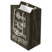 42e verjaardag: Fancy, Faux Wood Kijk + Aangepaste Medium Cadeauzakje (Voorkant Gekanteld)