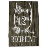 42e verjaardag: Fancy, Faux Wood Kijk + Aangepaste Medium Cadeauzakje (Voorkant)