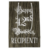 42e verjaardag: Fancy, Faux Wood Kijk + Aangepaste Medium Cadeauzakje (Achterkant)