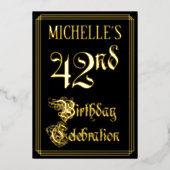42e verjaardag — Fancy script en aangepaste naam Folie Uitnodiging (Voorkant)