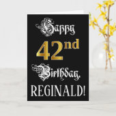 42e verjaardag — Fancy script; Faux Gold Kijk; naa Kaart (Gele Bloem)