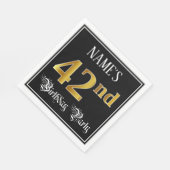 42e verjaardag — Fancy script, Faux Gold look Servet (Hoek)