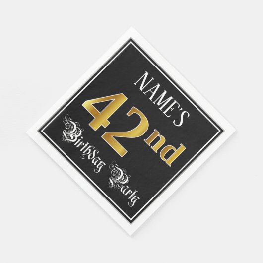 42e verjaardag — Fancy script, Faux Gold look Servet (Hoek)