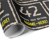 42e verjaardag: Floral Flowers Number, Custom Name Cadeaupapier (Rol Hoek)