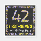 42e verjaardag: Floral Flowers Number, Custom Name Servet (Voorkant)