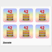 42e verjaardag: Fun Cake and Candles + Custom Name Vierkante Sticker (Vel)