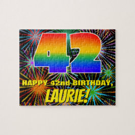 42e verjaardag: Fun, kleurrijk gevuurwerk Legpuzzel