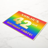 42e verjaardag: Fun, kleurrijk regenboogpatroon Folie Uitnodiging (Gedraaid)