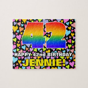 42e verjaardag — Fun, liefhebbende harteschepen +  Legpuzzel
