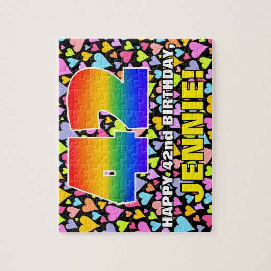 42e verjaardag — Fun, liefhebbende harteschepen +  Legpuzzel (Verticaal)