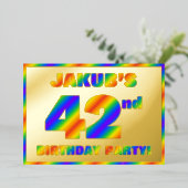 42e verjaardag - Fun, regenboogspectrum "42" Folie Uitnodiging (Staand Voorkant)