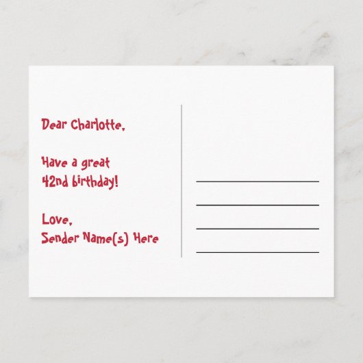 42e verjaardag: Fun Stars Pattern, Rainbow 42, Naa Briefkaart (Achterkant)