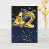 42e verjaardag Gold Mylar ballon en Confetti Card Kaart (Gele Bloem)