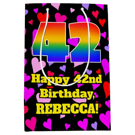 42e verjaardag: Het liefhebbende Kunstpatroon, Reg Medium Cadeauzakje (Voorkant)