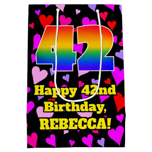 42e verjaardag: Het liefhebbende Kunstpatroon, Reg Medium Cadeauzakje (Achterkant)