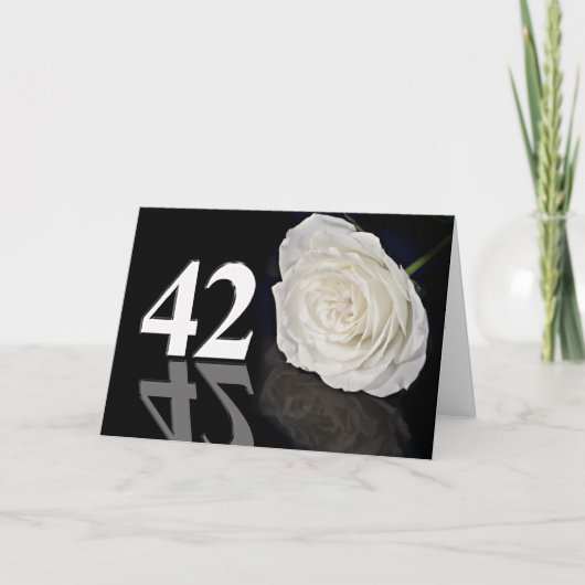 42e verjaardag Kaart met een witte roos (Voorkant)