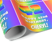 42e verjaardag: kleurrijk, vun regenboogpatroon #  cadeaupapier (Rol Hoek)