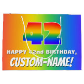 42e verjaardag: kleurrijk, vun regenboogpatroon # groot cadeauzakje (Achterkant)