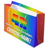 42e verjaardag: kleurrijk, vun regenboogpatroon # groot cadeauzakje (Voorkant Gekanteld)