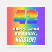 42e verjaardag: kleurrijk, vun regenboogpatroon # servet (Voorkant)
