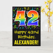 42e verjaardag: kleurrijke muzieksymbolen + regenb kaart (Gele Bloem)