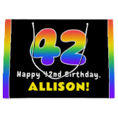 42e verjaardag: kleurrijke regenboog # 42, Naam va Groot Cadeauzakje (Voorkant)