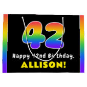 42e verjaardag: kleurrijke regenboog # 42, Naam va Groot Cadeauzakje (Achterkant)