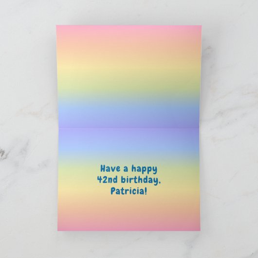 42e verjaardag: kleurrijke regenboog # 42, Naam va Kaart (Binnen)
