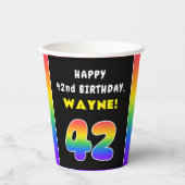 42e verjaardag: kleurrijke regenboog # 42, Naam va Papieren Bekers (Voorkant)