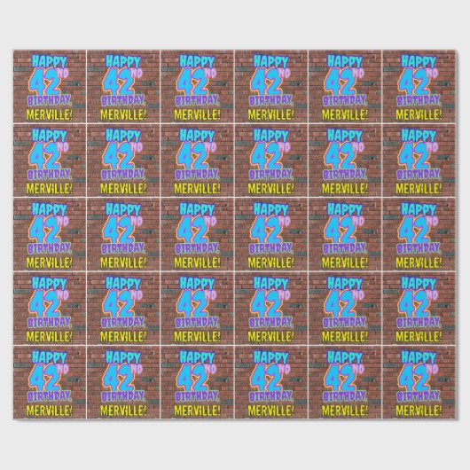 42e verjaardag: Leuk, Urban Graffiti geïnspireerd  Cadeaupapier (Vlak)