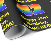 42e verjaardag: Leuke, kleurrijke regenboog geïnsp Cadeaupapier (Rol Hoek)