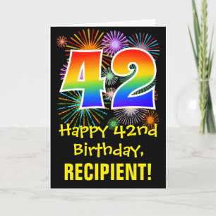 42e Verjaardag: Leuke Vuurwerk Patroon + Regenboog Kaart