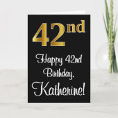 42e verjaardag ~ Luxurieuze Faux Gold-look # Kaart (Voorkant)