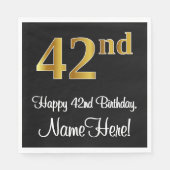 42e verjaardag ~ Luxurieuze Faux Gold-look # Servet (Voorkant)