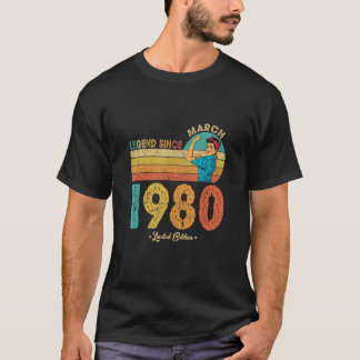 42e verjaardag maart 1980 Legende sinds 1980 42 ja T-shirt