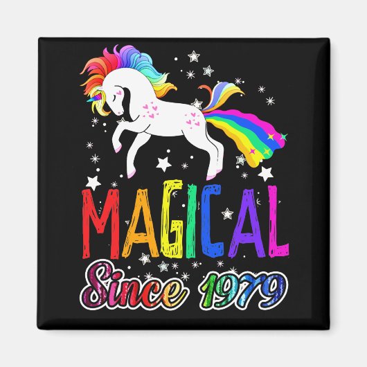 42e verjaardag Magical Farting Unicorn Rainbow 197 Magneet (Voorkant)