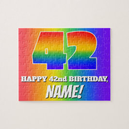 42e verjaardag — Meerkleurig regenboogpatroon "42" Legpuzzel